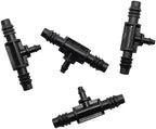 Tee Fitting ，water pipe connector, Hose Barb Fittings, Garden Reducing Tee Connector 3/8 to 1/4 Inch for 4mm Drip Irrigation Water Splitter Pack of 10 Black - Image 4