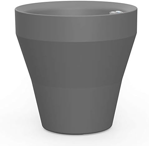 Crescent Garden TruDrop Rim Modern Self Watering Planter with Water Level Indicator, Indoor/Outdoor Weather-Safe Round Plant Pot, Grow Healthy Plants & Flowers - 18" W (Slate) by CrescentGarden