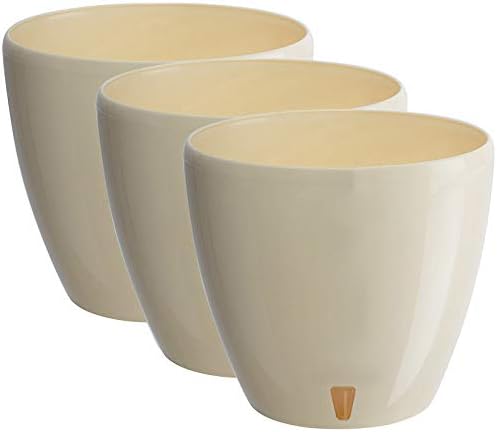 Gardenera 5.5" Deco Self Watering Pots for Indoor Plants in Cream (Set of 3) - Decorative Flower Pot with Water Level Indicator and Drainage Cartridge for All House Plants, Flowers and Herbs by Gardenera