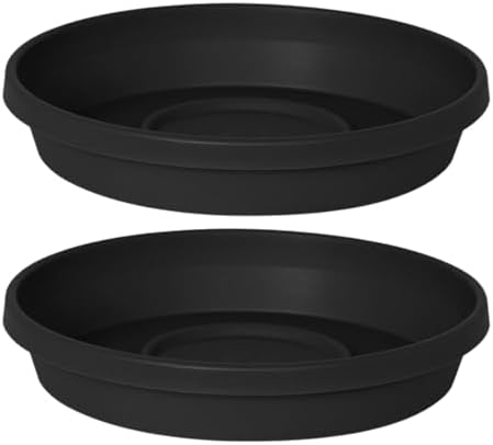 Bloem Terra 16" Round Plastic Plant Saucer, Lightweight UV-Resistant Indoor/Outdoor Flower Pot Tray - Fits 16-inch Planter Pots, Black, 2-Pack by Bloem