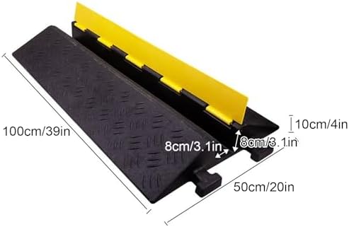 Cable Protector Ramp, Hose Protector Ramp with Flip-Open Top Cover, Modular Cable Ramps Rubber and Plastic, 1102 Lbs Load Capacity(100 * 50 * 10cm/39 * 20 * 4in) - Image 2