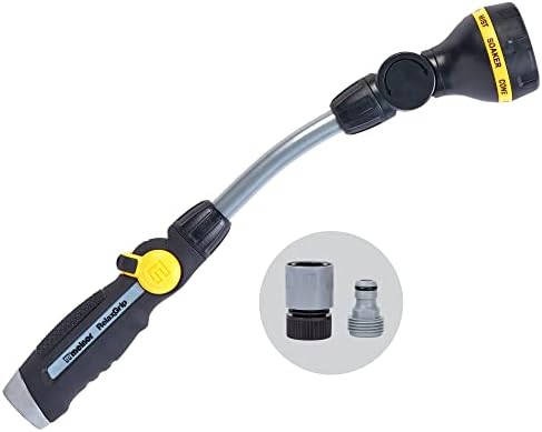 Melnor 65173AMZ RelaxGrip 8 Pattern 16" Pivoting Wand Bundle, Metal, Black, Yellow & 65134AMZ 5 Piece Quick Connect Starter Set Connector Bundle, Yellow, Black, Grey - Image 2
