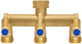 Brass Garden Hose Splitter, 3 Way Hose Splitter, Outdoor Hose Splitter, GHT 3/4 in. Female Inlet and 3 Way 3/4 in. Male Outlet for Regulating and Shutting Off Water Flow by Unknown