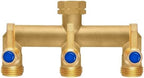 Brass Garden Hose Splitter, 3 Way Hose Splitter, Outdoor Hose Splitter, GHT 3/4 in. Female Inlet and 3 Way 3/4 in. Male Outlet for Regulating and Shutting Off Water Flow by Unknown