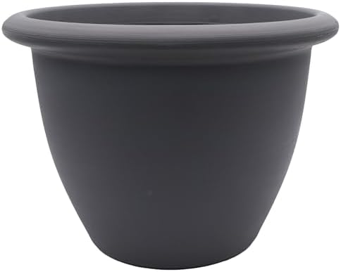 The HC Companies Sevilla Flower Planters - Durable Outdoor & Indoor Planter - Round Lightweight Self Watering Plant Pots for Herbs & More (14" Warm Gray, Pack of 1) by TheHCCompanies