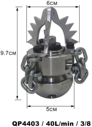 3/8 40L/min 70L/min Pipeline Dredging High Pressure Sewer Urban Machine Rotating Nozzle With Chain(QP4403) - Image 2