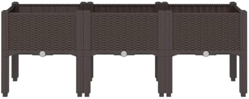 Elevated Garden Planter Box with Legs Rattan Look PP Brown - Image 3