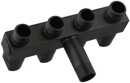 Solid Brass 4 Way Hose Splitter with Independent Shut Off Valves - Garden Water Manifold for Irrigation - Rust Resistant Adapter for Outdoor Faucet - 3/4 Inch Connection Silver(Black) - Image 5