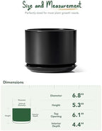 LE TAUCI 6.8 Inch Ceramic Pots for Plants, Indoor Plant Pot, Black - Image 4