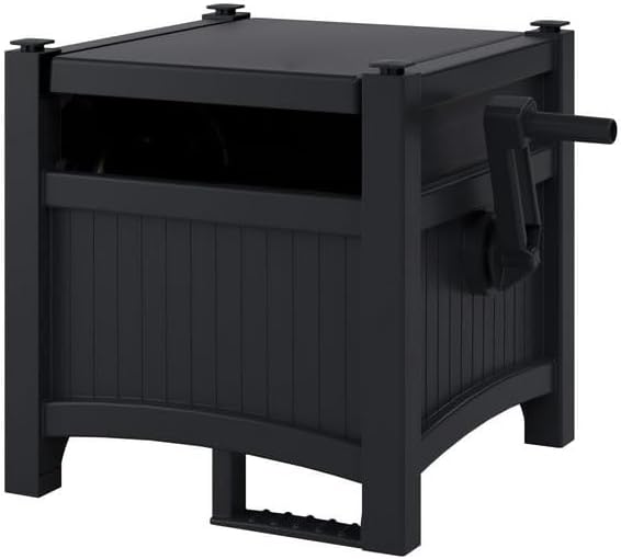 100ft Hose Hideaway Box, Durable Resin Garden Hose Reel - Image 6