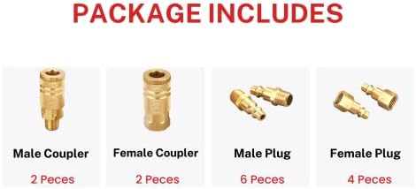Coupler and Plug Kit, 1/4 Inch NPT, Solid Brass - Image 4