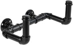 MyGift Wall Mounted Garden Water Hose Hanger, Industrial Matte Black Metal Hanging Waterhose Reel Holder Storage Rack with Decorative Dual Pipe Fittings by MyGiftHome