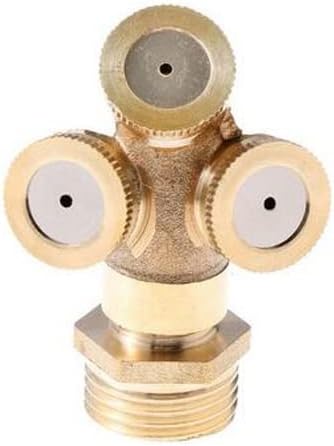 10pcs 1/2" Misting Nozzle Brass Atomizing Spray Fitting Nebulizer Hose Connector Water Sprinkler Adjustable Compatible With Garden Lawn Irrigation(A-3 hole) by Unknown