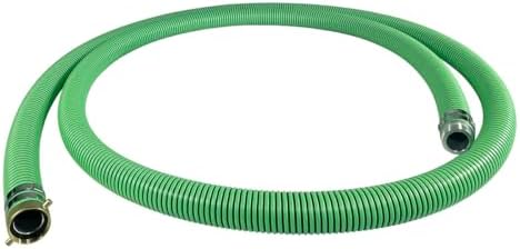 Gloxco Heavy Duty EPDM All Weather Suction Hose Assembly, Black Tube, Lime Green Helix, 2" Inside Diameter with Male x Female NPSM Pinlug Fittings Installed, 25 ft Length by Gloxco