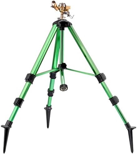Sprinklers for Yard, 2026 Heavy-Duty Lawn Sprinkler Impact Sprinkler on Spike Tripod Base with 360° Large Area Irrigation with Extension Legs to Adjust Height Irrigation System for Garden Lawn-Yellow by GASREKV