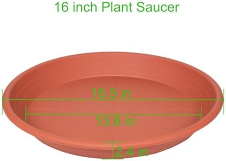 2 Pack of 16 inch Plant Saucer, Large Plant Tray, Heavy Sturdy Plant Drainage Tray for Indoors, Bird Bath Bowls, Sturdy Plastic Pot Tray for Planter 14 15 16" (Terracotta) - Image 2