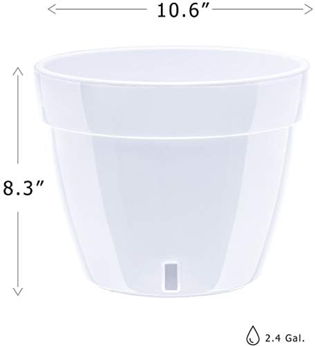 Gardenera 10.6" ASTI Self Watering Planter (Set of 3) in Green-Gold/White - Modern Flower Pot with Water Level Indicator for All House Plants, Flowers, Herbs, Succulents and Hanging Plants - Image 2