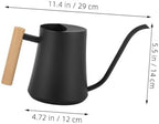Watering Can Long Spout Vintage Stainless Steel with Wooden Handle - Image 2