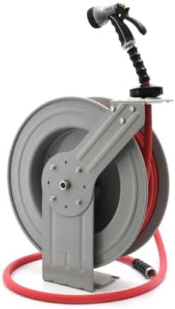 AVAGARD AVGWRHD5850 5/8" x 50' Heavy Duty Retractable Water Hose Reel – Single Arm Steel Frame, 12-Point Lock, 500 PSI Rubber Hose, Wall/Truck Mount, Kink-Resistant, Leak-Proof Brass Fittings - Image 3