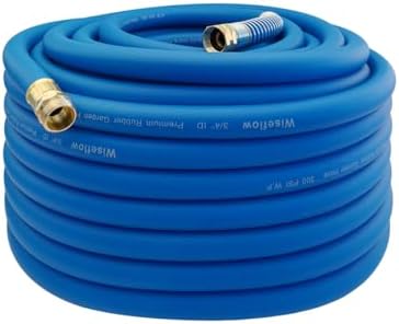 Wiseflow Garden Hose 150FT x 3/4", Heavy Duty Rubber Hose, Water Hose with Five Layered Braiding, Male Female Fittings, 1200PSI Burst, 300PSI Working for Yard, Car Wash, Pets (Blue) by Unknown