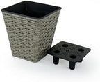 Square Wicker Self-Watering Planters, 2-Pack, Gray - Image 6