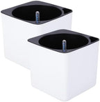SUPVOX Self Watering Flowerpot Plastic Planter with Large Water Capacity, Double Layer Square Design, Detachable Inner Pot, Thick Cotton Rope, Suitable for Desk and Wall Use by SUPVOX