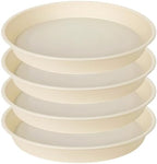 4 Pack of 14 inch Plant Saucers Bird Bath Bow Round, Plastic Plant Saucer Tray for Pots, White Planters for Indoor Plants, Plant Trays for Planter 12-15" (14", Beige) by Bleuhome