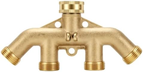 Brass 4 Way Garden Hose Splitter Ball Valve Adapter - Image 2