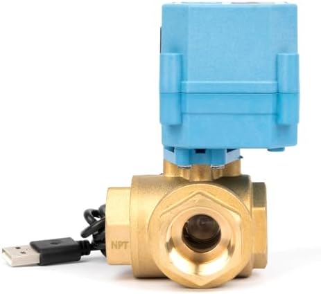 U.S. Solid 3/4 inch WiFi Smart Motorized Ball Valve, 3-Way 4-Position Brass Electric Water Valve for HVAC Zoning, Solar Bypass, Irrigation Automation; USB Powered with LED Flow Window - Image 4