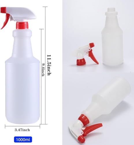10 Packs 32oz Empty Spray Bottles Plastic Heavy Duty Refillable Spray Bottles with Adjustable Nozzle and Measurements for All Purpose Cleaning Solutions - Image 3