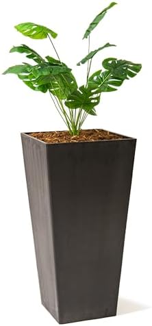 XBrand 28-Inch Tapered Planter, Large Indoor and Outdoor Plant Pot, Black, Modern Decorative Planter for Patio, Porch, Garden, Home and Entryway Décor by XBrandHomeGarden