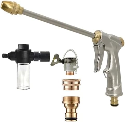 Garden Sprayer High Pressure Water Hose Nozzle Adjustable Spray Gun for Watering Plant 4-Point Water PipeJoint, Universal Joint(Silver) - Image 7