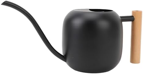 Stainless Steel Watering Can, 1.2L Indoor Plant Waterer with Long Spout, Wooden Handle for Flowers Succulents Bonsai (Black) - Image 5