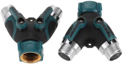 2pcs 2 Way Garden Hose Splitter Y-shape Metal 3/4" Connector Alloy Comfortable Rubberized Grip Farm Watering - Image 2