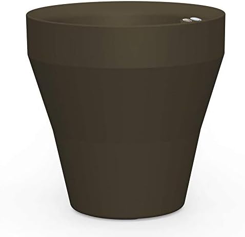 Crescent Garden TruDrop Rim Modern Self Watering Planter with Water Level Indicator, Indoor/Outdoor Weather-Safe Round Plant Pot, Grow Healthy Plants & Flowers - 18" W (Old Bronze) by CrescentGarden