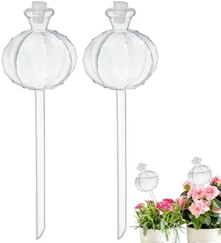 M METERXITY 2-Pack Plant Watering Globes, 9.8 Inch Plastic Self Watering Planter Insert with 2 Stoppers for Indoor/Outdoor Plants, Self Water Devices [Transparent] by MMETERXITY