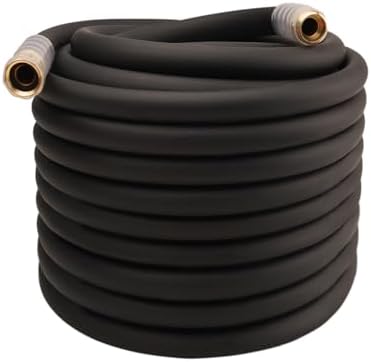 Heavy Duty Premium Garden Hose 150ft x 3/4", 300PSI Working, 1000PSI Burst, Hybrid Rubber Water Hose with Transparent Swivel Handle - Hot/Cold Water - Five Layered Braiding with Brass fittings (Black) by Unknown