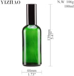 YIZHAO Green Glass Spray Bottles 4oz, with Small Fine Mist Spray, Metal Cap, Refillable for Essential Oil,Travel,Cleaning,Perfume,Aromatherapy,Makeup – 9 Pcs - Image 2