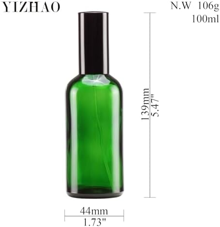 YIZHAO Green Glass Spray Bottles 4oz, with Small Fine Mist Spray, Metal Cap, Refillable for Essential Oil,Travel,Cleaning,Perfume,Aromatherapy,Makeup – 9 Pcs - Image 2