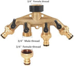 Heavy Duty Brass 4 Way Manifold Garden Hose Splitter Connector Water Tap Adapter 3/4 Inch 1Pcs - Image 4