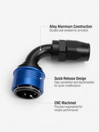 AN8 Quick Release 90 Degree Hose End Adapter for Braided Fuel Line WITH 1/2 SAE Male Quick Connect (AN6, 0 Degree) - Image 3