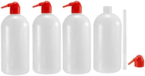 XYWHPGV Plastic Wash Bottle Squeeze Bottle Plant Flower Succulent Watering Bottle 1000ml / 34oz Red Narrow Mouth LDPE Lab Tip Liquid Storage 4 Pack (1 by Unknown