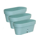 DECOPOTS - Pack of 3 - Self Watering Window Box Planter - Indoor/Outdoor - Windowsill/Oblong Shape Plastic Planter with Bottom Watering and Water Level Indicator (15.6 Inch Long, Jade) by DecoPots-SelfWateringPots