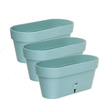 DECOPOTS - Pack of 3 - Self Watering Window Box Planter - Indoor/Outdoor - Windowsill/Oblong Shape Plastic Planter with Bottom Watering and Water Level Indicator (15.6 Inch Long, Jade) by DecoPots-SelfWateringPots