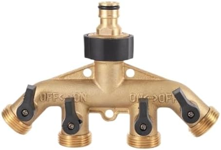 Heavy Duty Brass 4 Way Manifold Garden Hose Splitter Connector Water Tap Adapter 3/4 inch Gardening Irrigation Faucet Connectors(EU 1-out-4 Kit1) - Image 3