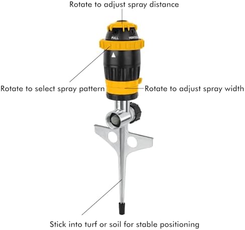 RESTMO Gear Drive Sprinkler with Metal T-Spike Base,Yellow - Image 2
