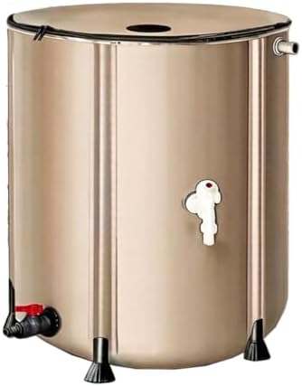 13-264 Gal Collapsible PVC Rain Barrels to Collect Rainwater from Gutter, Portable Rain Water Collection System Catcher Container Storage Tank with Spigot(Beige,1x0.98m/750L/198.1gal) by Unknown