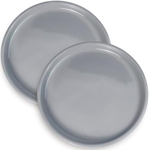 Plant Pot Saucers - Ceramic Plant Saucers for Outdoors 12 inch Plant Trays for Indoors No Holes Plant Drainage Trays Round Flower Pot Saucers Plant Plates to Catch Water 2 Pack Gray by EPFamily