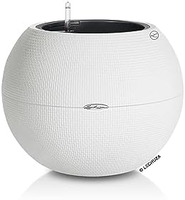 Lechuza Puro Color 50 White, Self-Watering Large Round Planter, D19.7 H15.4 in by LECHUZA