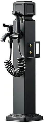 Freestanding Garden Water Column with Outdoor Hose Stand Stainless Steel Vertical Garden Water Column Double Outlet Faucet Suitable for Irrigation and Car Washing 60cm with Spray Gun by Unknown